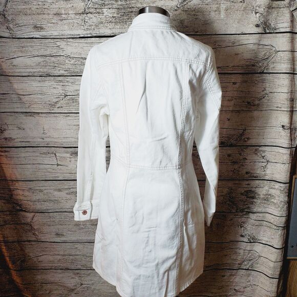 Frye White Denim Button Up Western Mini Dress Cowgirl Americana Size Medium NWOT - Picture 9 of 13